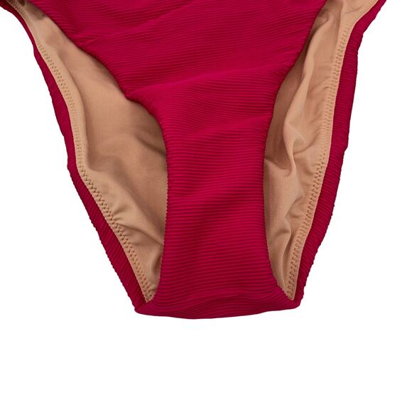 New J. Crew Fuchsia High Rise Ribbed Cheeky Bikini Swim Bathing Suit Bottom XXS - Picture 4 of 8